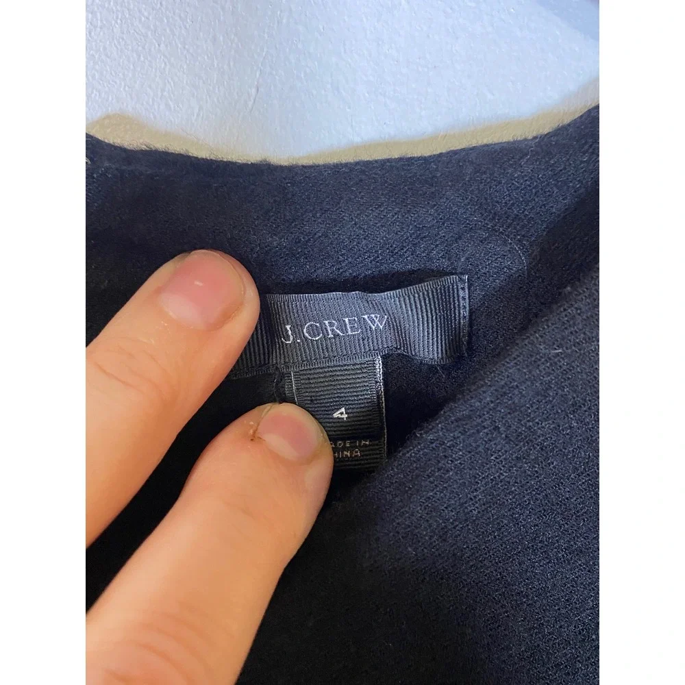 J.Crew 4 Black Shift Dress 3/4‎ Sleeve Pockets Career Minimalist Preppy Academia